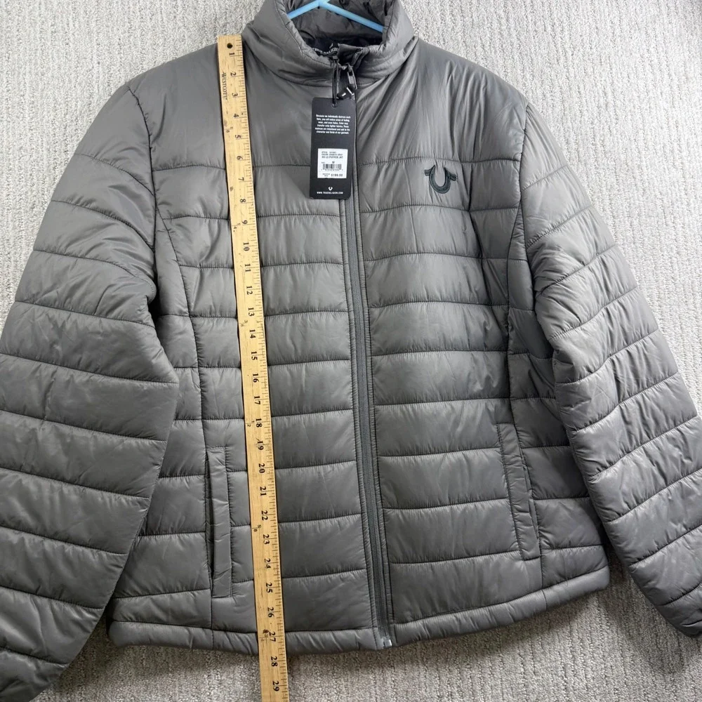 True Religion HS LS Puffer Jkt Granite Gray Mens Size M Jacket 107687